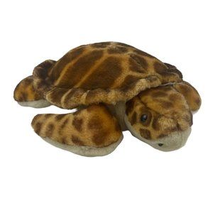 Sea World Brown Tan Sea Turtle 12” Plush Stuffed Animal